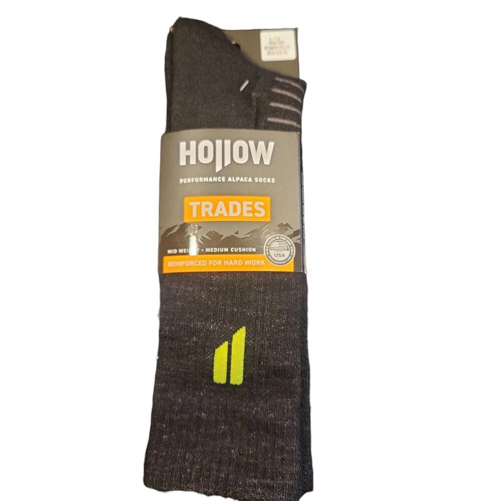 NWT Hollow Performance Alpaca Trades Socks Unisex Size Large Black Mid Calf